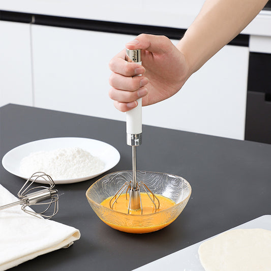 Semi-automatic Stainless Steel Egg Beater Whisk Hand Pressure Rotating Manual Mixer